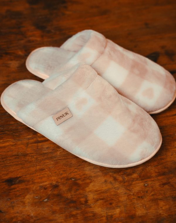 Pantufa Silver Xadrez Rosa